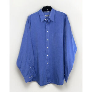 Arrow 17.5 34/35 Blue Dover Broadcloth Long Sleeve Button Up Shirt